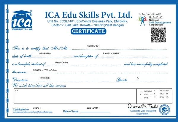 ICA + NSDC Certificate