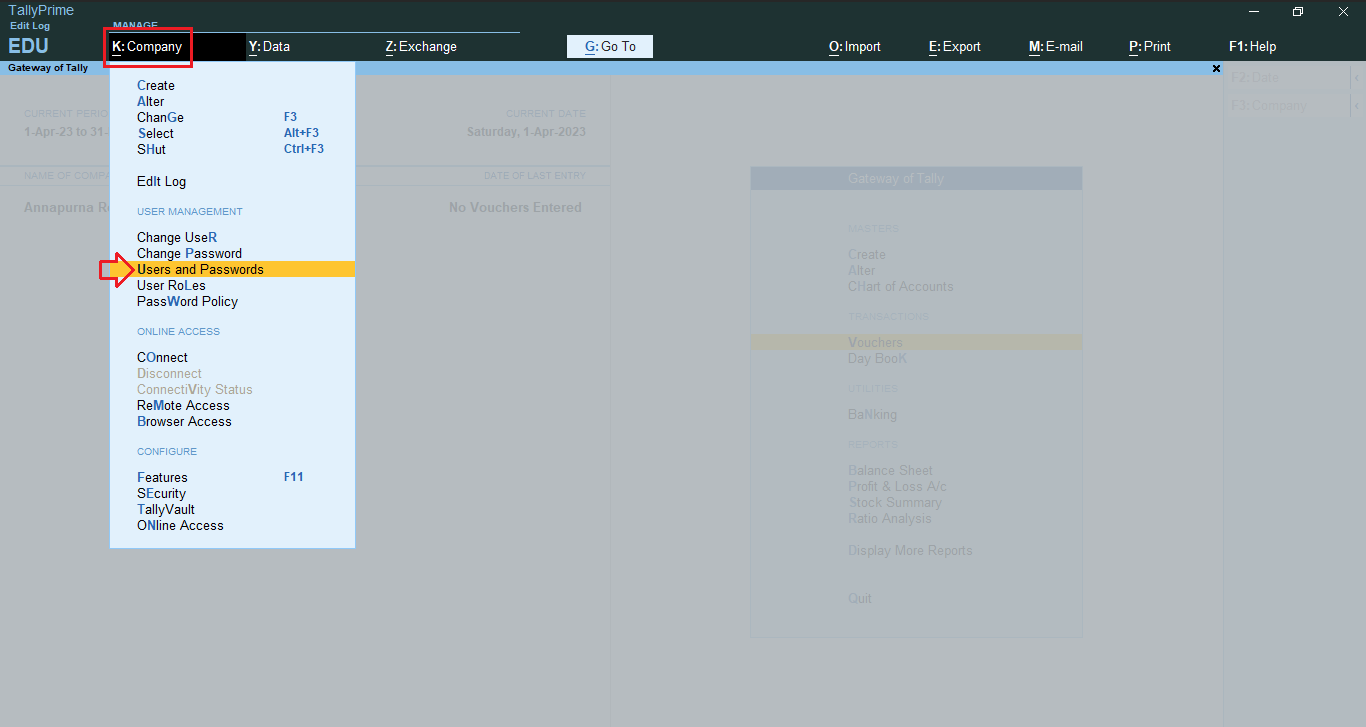 audit trail in tallyprime-4