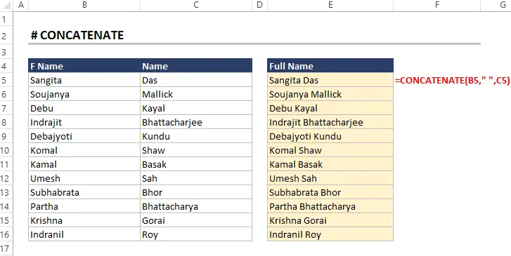 Advanced Excel Formula CONCATENATE