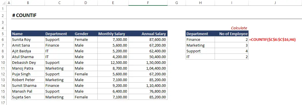 Advanced Excel Function COUNTIF