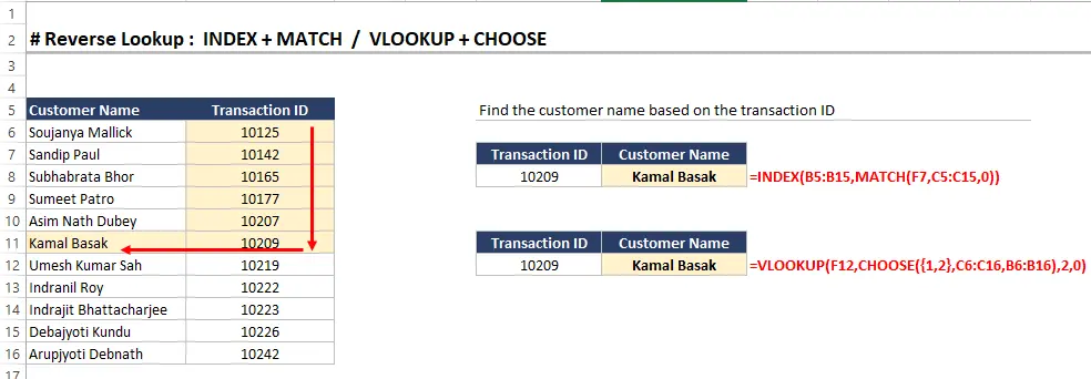 Advanced Excel Function INDEX+MATCH and VLOOKUP+CHOOSE