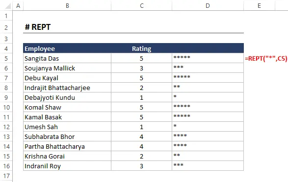 Advanced Excel Formula REPT