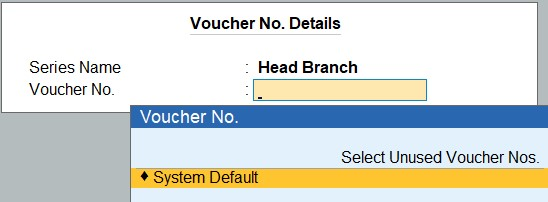 Voucher Number Details