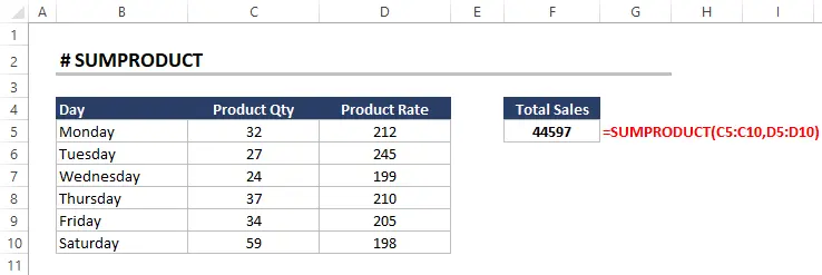 Advanced Excel Function SUMPRODUCT