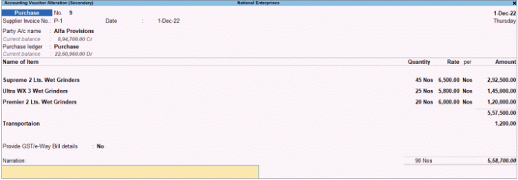 Credit Note Voucher Creation