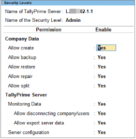 Enable Security in tally