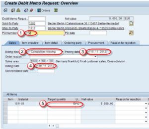 DA Customer Debit Memo