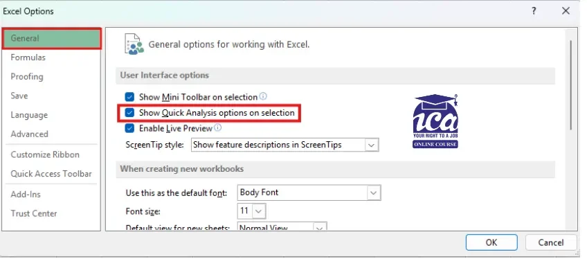 Enable the quick analysis Feature in Settings
