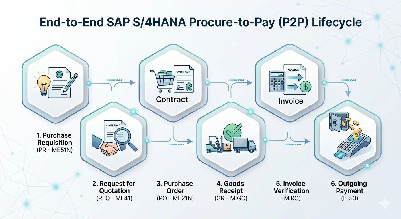 The SAP S-4HANA P2P Procure to Pay Cycle