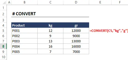 Advanced Excel Function CONVERT