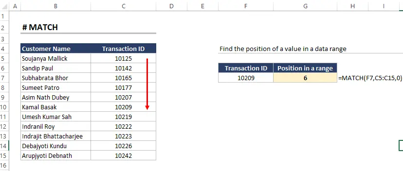 Advanced Excel Function MATCH