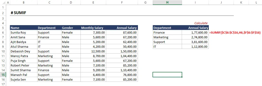 Advanced Excel Function SUMIF